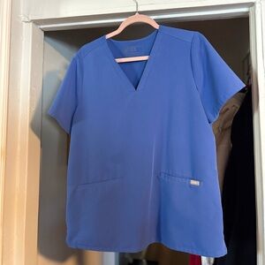 Figs Blue Short Sleeve Scrub Top large